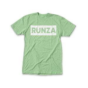 Candy Apple Green T-shirt with White box containing the word "Runza®" in capital letters on the front.